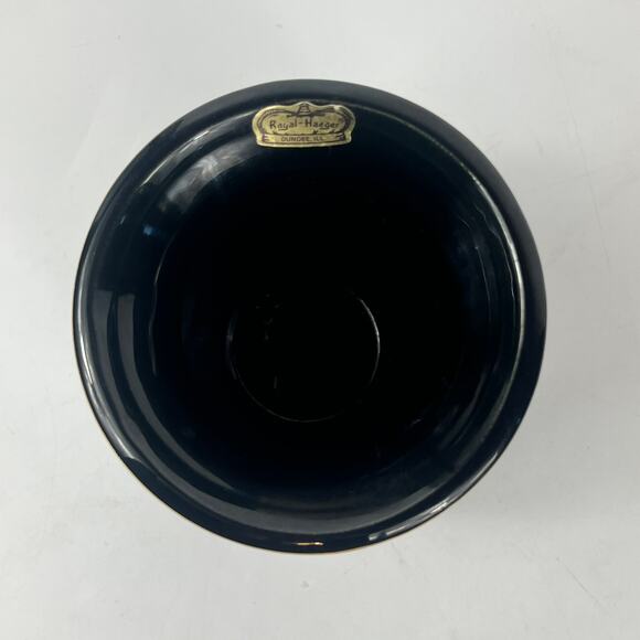 Royal Haeger Navy Blue Vase Gold Rim Ceramic Pottery Collector MCM Statement Lux - Picture 5 of 11